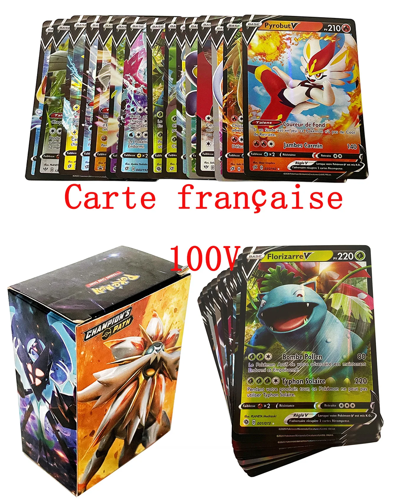 Pokémon hot-selling French card 100V game battle card energy card trainer game toy card full series of French cards
Pokémon hot-selling French card 100V game battle card energy card trainer game toy card full series of French cards