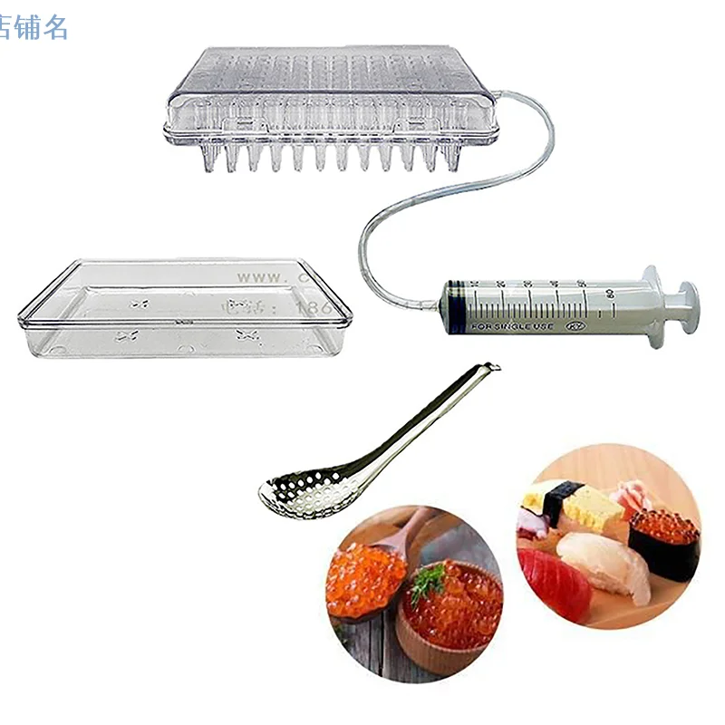 

Molecular Gastronomy Kit Caviar Maker Box Spherification Dropper Roe Sauce Dispenser Strainer Tools With Spoon Syringe