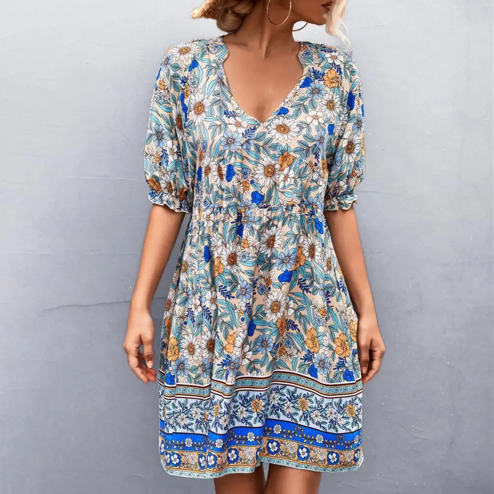 Mini Summer Elegant Casual Women's Dresses For Women 2022 V Neck Bohemian Short Sleeve Floral Print Women Short Dress for Date
Mini Summer Elegant Casual Women's Dresses For Women 2022 V Neck Bohemian Short Sleeve Floral Print Women Short Dress for Date