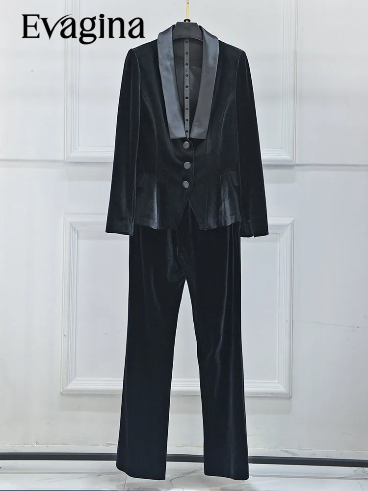 Женский бархатный костюм Evagina, пиджак с V-образным вырезом и длинными рукавами и брюки, комплект из двух предметов для банкета, весна-осень
Женский бархатный костюм Evagina, пиджак с V-образным вырезом и длинными рукавами и брюки, комплект из двух предметов для банкета, весна-осень