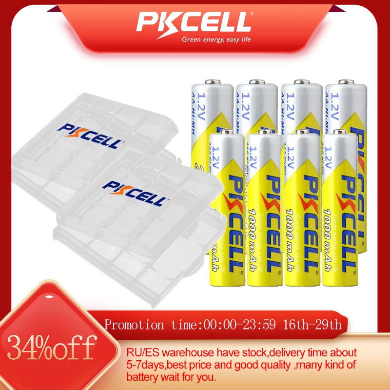 Аккумуляторные батарейки PKCELL, 4 шт., 2600 мАч, 4 шт., батарейки AAA, 1000 мАч, 1,2 в, Ni-MH, AA, AAA, перезаряжаемые батарейки для игрушек и камер
Аккумуляторные батарейки PKCELL, 4 шт., 2600 мАч, 4 шт., батарейки AAA, 1000 мАч, 1,2 в, Ni-MH, AA, AAA, перезаряжаемые батарейки для игрушек и камер