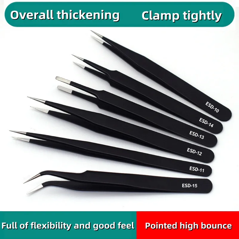 ESD Anti-Static Stainless Steel Tweezers Precision Maintenance Industrial Repair Curved Tool Home Working Model Making Hand Tool
ESD Anti-Static Stainless Steel Tweezers Precision Maintenance Industrial Repair Curved Tool Home Working Model Making Hand Tool