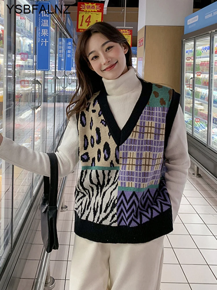 Women Irregular Contrast Color Leopard Loose Knitting Vest New V Collar Sleeveless Fashion Spring Autumn 2022 Clothing
Women Irregular Contrast Color Leopard Loose Knitting Vest New V Collar Sleeveless Fashion Spring Autumn 2022 Clothing