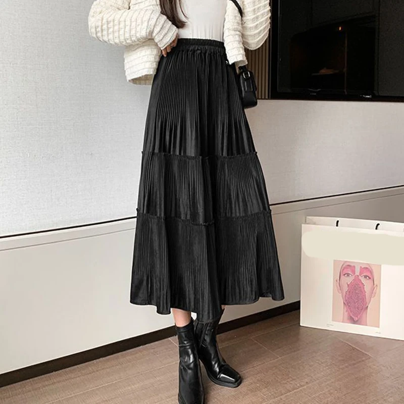 Rimocy 2023 Black Velvet Skirt Women Autumn Fashion High Waist Cake A Line Skirts Woman Elegant Solid Pleated Long Skirt Ladies
Rimocy 2023 Black Velvet Skirt Women Autumn Fashion High Waist Cake A Line Skirts Woman Elegant Solid Pleated Long Skirt Ladies