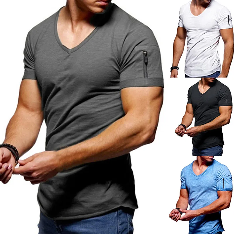 2021 New Men's V-neck T-shirt Fitness Bodybuilding T-shirt High Street Summer Short-Sleeved Zipper Casual Cotton Top
2021 New Men's V-neck T-shirt Fitness Bodybuilding T-shirt High Street Summer Short-Sleeved Zipper Casual Cotton Top
