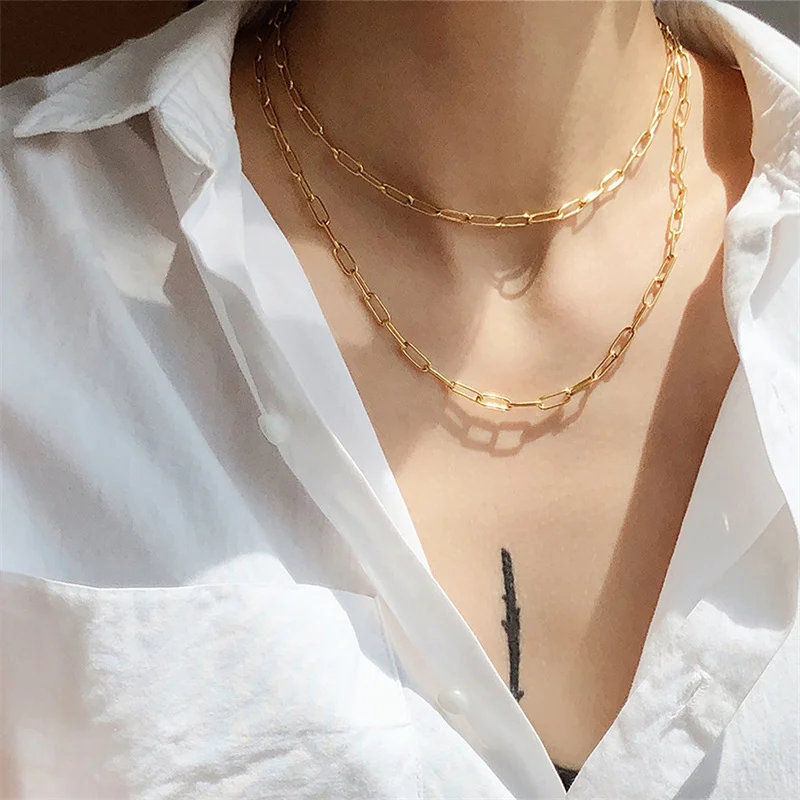 Stainless steel 18k Gold Simple Baroque Double Layer Necklace Birthday Gift For Women Clavicle Choker Exquisite Fine Jewelry
Stainless steel 18k Gold Simple Baroque Double Layer Necklace Birthday Gift For Women Clavicle Choker Exquisite Fine Jewelry