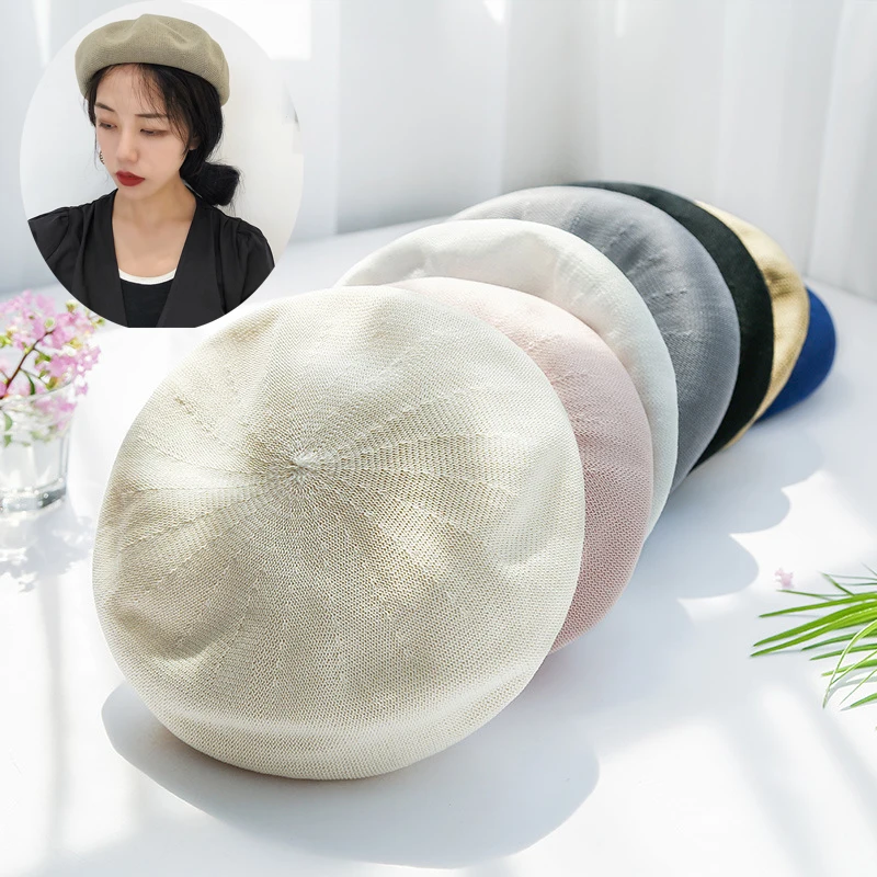 Spring Summer Women Beret Hat Net British All-Match Girls Painter Hat Single Thin Breathable Linen Woven Candy Color Beret Cap
Spring Summer Women Beret Hat Net British All-Match Girls Painter Hat Single Thin Breathable Linen Woven Candy Color Beret Cap