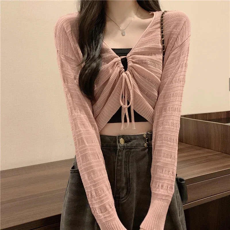 Autumn New Solid Color Slim Cardigan Woman Sweet Ladies Hollow Out Cardigan Pink White Green Black Knitted Cardigan Women
Autumn New Solid Color Slim Cardigan Woman Sweet Ladies Hollow Out Cardigan Pink White Green Black Knitted Cardigan Women