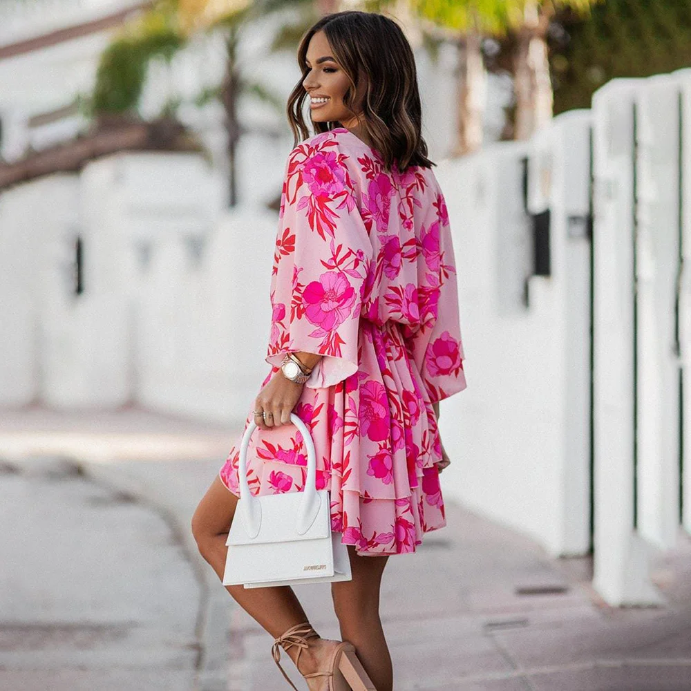 Casual elegant slim sexy new dress, Women V Neck Party Ruffles Print Mini Dress Casual Fashion Beach Lady Elegant Lace-up K2023
Casual elegant slim sexy new dress, Women V Neck Party Ruffles Print Mini Dress Casual Fashion Beach Lady Elegant Lace-up K2023