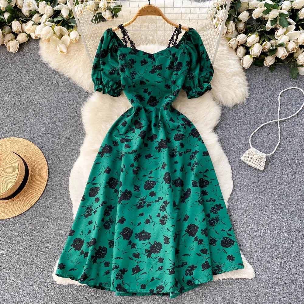 Chic Beach Style Dress for Women Streetwear Clothing A-LINE Puff Sleeve Empire Floral Printing Slash Neck Dresses Dropshipping
Chic Beach Style Dress for Women Streetwear Clothing A-LINE Puff Sleeve Empire Floral Printing Slash Neck Dresses Dropshipping