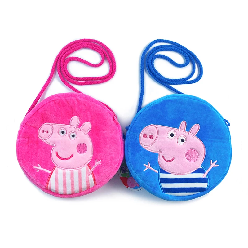 

Peppa Pig Children's Round Plush Crossbody Bag George Page Kindergarten Cartoon Backpack Round Shoulder Bag Birthday Toys Gifts