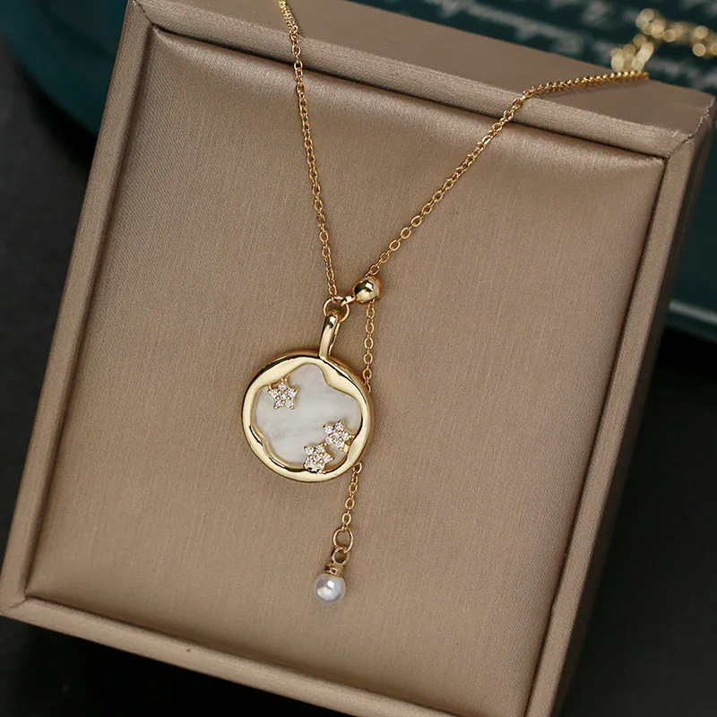 Trendy Necklace Titanium Steel Pearl Pendant For Women Girls Metal Chain Jewelry Ladies Classic Fashion Gift Wedding Party
Trendy Necklace Titanium Steel Pearl Pendant For Women Girls Metal Chain Jewelry Ladies Classic Fashion Gift Wedding Party
