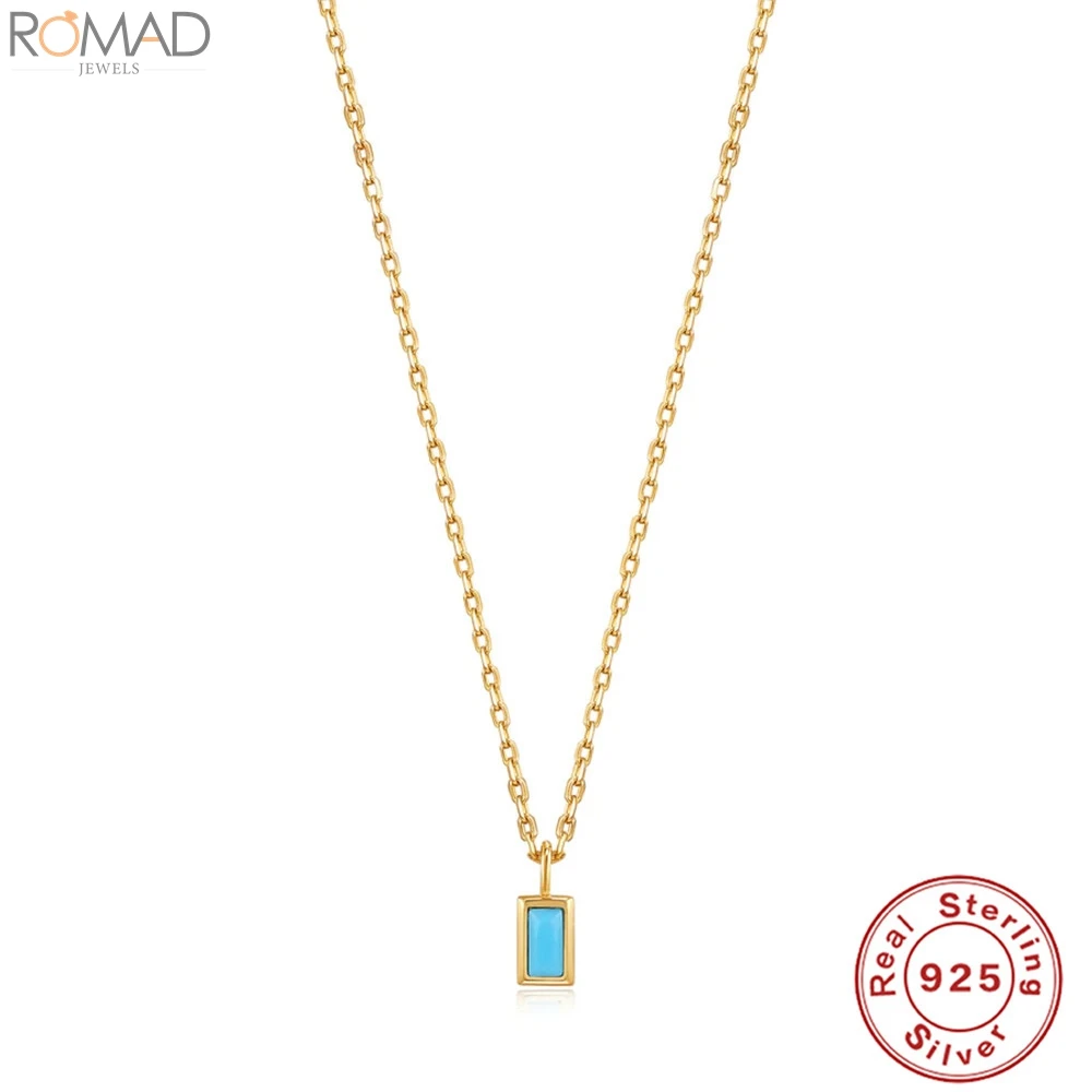 ROMAD Simple 925 Sterling Silver Square Cut Sparkling Turquoise Pendant Necklaces for Women Wedding Engagement Jewelry collars
ROMAD Simple 925 Sterling Silver Square Cut Sparkling Turquoise Pendant Necklaces for Women Wedding Engagement Jewelry collars