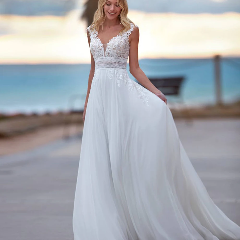 Simple Wedding Dress V-Neck Backless Sleeveless Robe De Mariage 2022 Nouveauté Chiffon A-Line Sweep Train Vestido De Noiva
Simple Wedding Dress V-Neck Backless Sleeveless Robe De Mariage 2022 Nouveauté Chiffon A-Line Sweep Train Vestido De Noiva