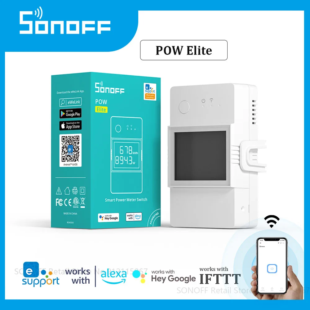 SONOFF Pow Elite 16A/20A WiFi Smart Power Meter Switch Electricy timer Consumption Monitor Works with Alexa Google Home Alice
SONOFF Pow Elite 16A/20A WiFi Smart Power Meter Switch Electricy timer Consumption Monitor Works with Alexa Google Home Alice