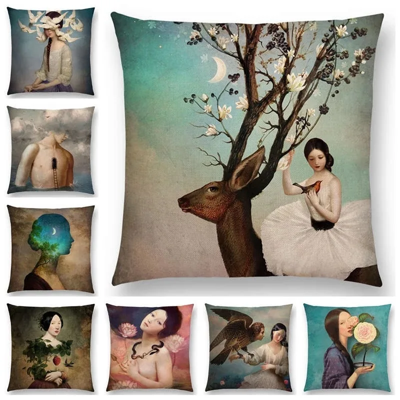 Vintage Oil Painting Beauty Linen Pillowcase Girl Sitting on Deer Decorative Pillow for Sofa Throw Pillow Cover 45x45 Home Decor
Vintage Oil Painting Beauty Linen Pillowcase Girl Sitting on Deer Decorative Pillow for Sofa Throw Pillow Cover 45x45 Home Decor