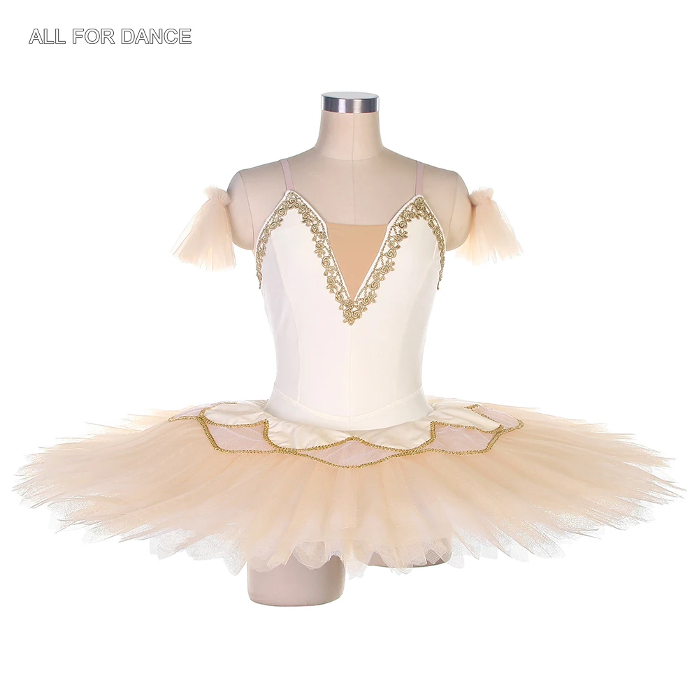 

BLL455 Ivory Spandex Bodice Pre-Professional Pancake Tutus with 7 Layers Pleated Tutu For Girls&Women Ballet Dance Costumes