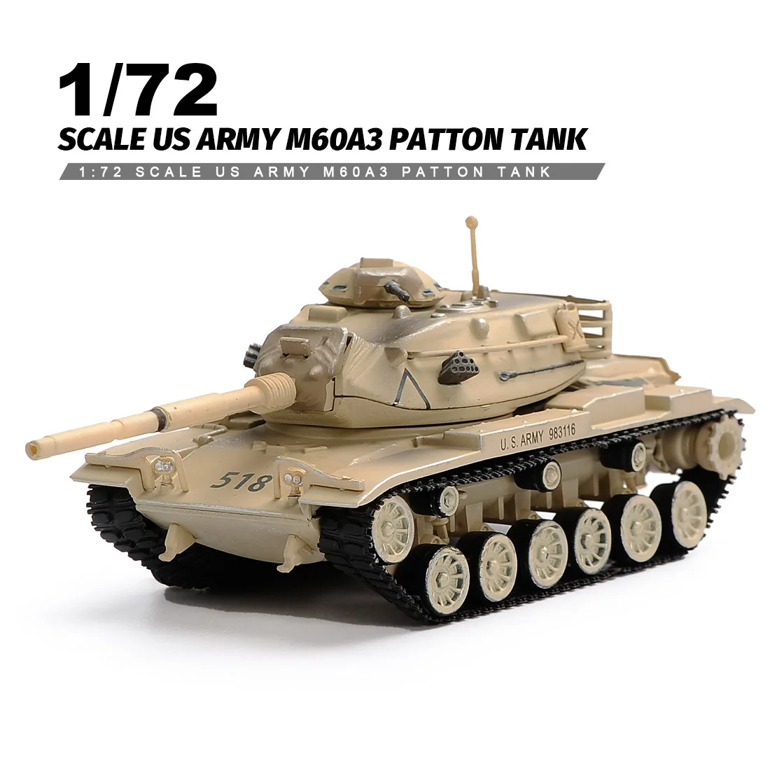 1:72 Scale US Army M60A3 Patton Main Battle Tank Desert Color Finished Alloy Tank Model For Boys Collection Gift
1:72 Scale US Army M60A3 Patton Main Battle Tank Desert Color Finished Alloy Tank Model For Boys Collection Gift