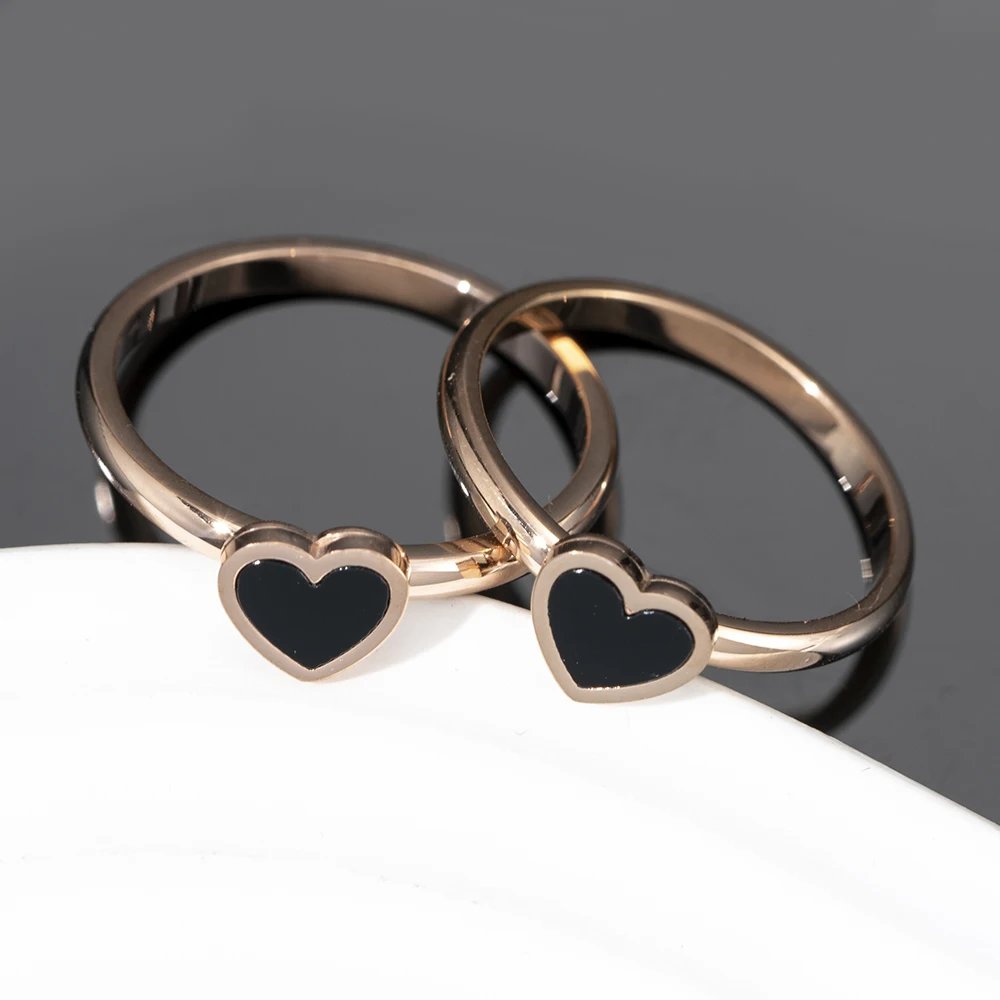 Titanium Steel Rose Gold Punk Hypoallergenic Heart Stainless Steel Ring Black Love Women Girls Wedding Hip-hop Jewelry Gift
Titanium Steel Rose Gold Punk Hypoallergenic Heart Stainless Steel Ring Black Love Women Girls Wedding Hip-hop Jewelry Gift