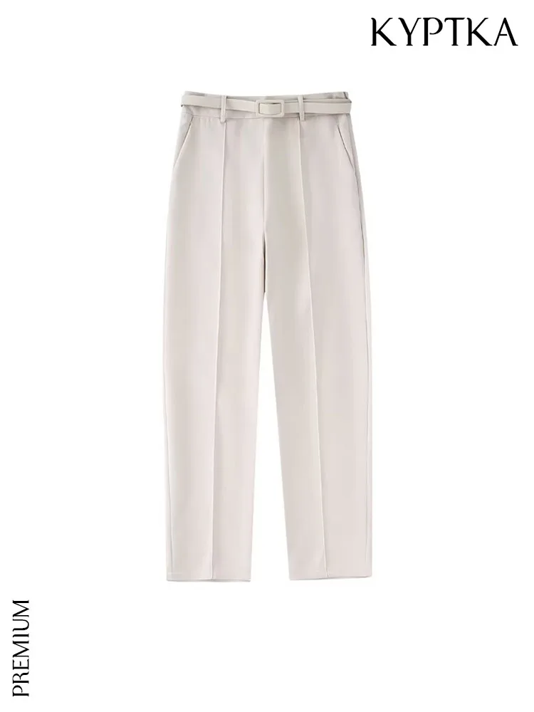 KYPTKA Women Fashion With Belt Side Pockets Office Wear Pants Vintage High Waist Side Zipper Female Ankle Trousers Mujer
KYPTKA Women Fashion With Belt Side Pockets Office Wear Pants Vintage High Waist Side Zipper Female Ankle Trousers Mujer