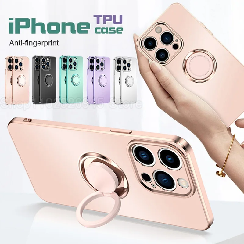 With Ring Holder Anti-fingerprint Phone Case For IPhone 14 13 12 11 Pro Xs Max SE2/SE3 Xr 7 8 Plus TPU Soft Back Cover
With Ring Holder Anti-fingerprint Phone Case For IPhone 14 13 12 11 Pro Xs Max SE2/SE3 Xr 7 8 Plus TPU Soft Back Cover