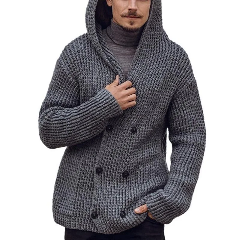 Men's Knitted Jacket Double Breasted Winter Fashion Casual Solid Color Hooded Sweater High Quality Knitted Long Sleeve Sweaters
Men's Knitted Jacket Double Breasted Winter Fashion Casual Solid Color Hooded Sweater High Quality Knitted Long Sleeve Sweaters