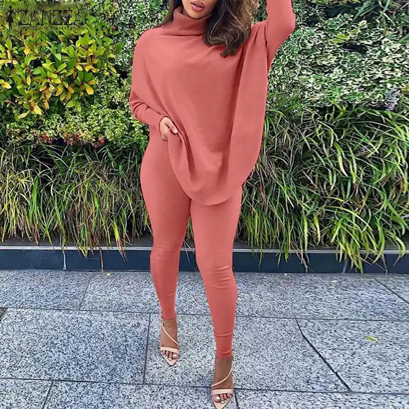 ZANZEA Women Fashion Matching Sets 2022 Spring Turtleneck Long Sleeve Tops Elastic Waist Pants Oversized Casual Solid Pants Suit
ZANZEA Women Fashion Matching Sets 2022 Spring Turtleneck Long Sleeve Tops Elastic Waist Pants Oversized Casual Solid Pants Suit