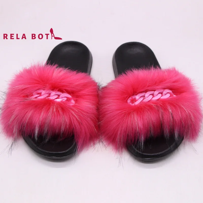 New Faux Fox Fur Fur Slippers Ladies Color Chain Fur Flip-flops Candy Color Velvet Metal Buckle Slides for Women Fashion Indoor
New Faux Fox Fur Fur Slippers Ladies Color Chain Fur Flip-flops Candy Color Velvet Metal Buckle Slides for Women Fashion Indoor