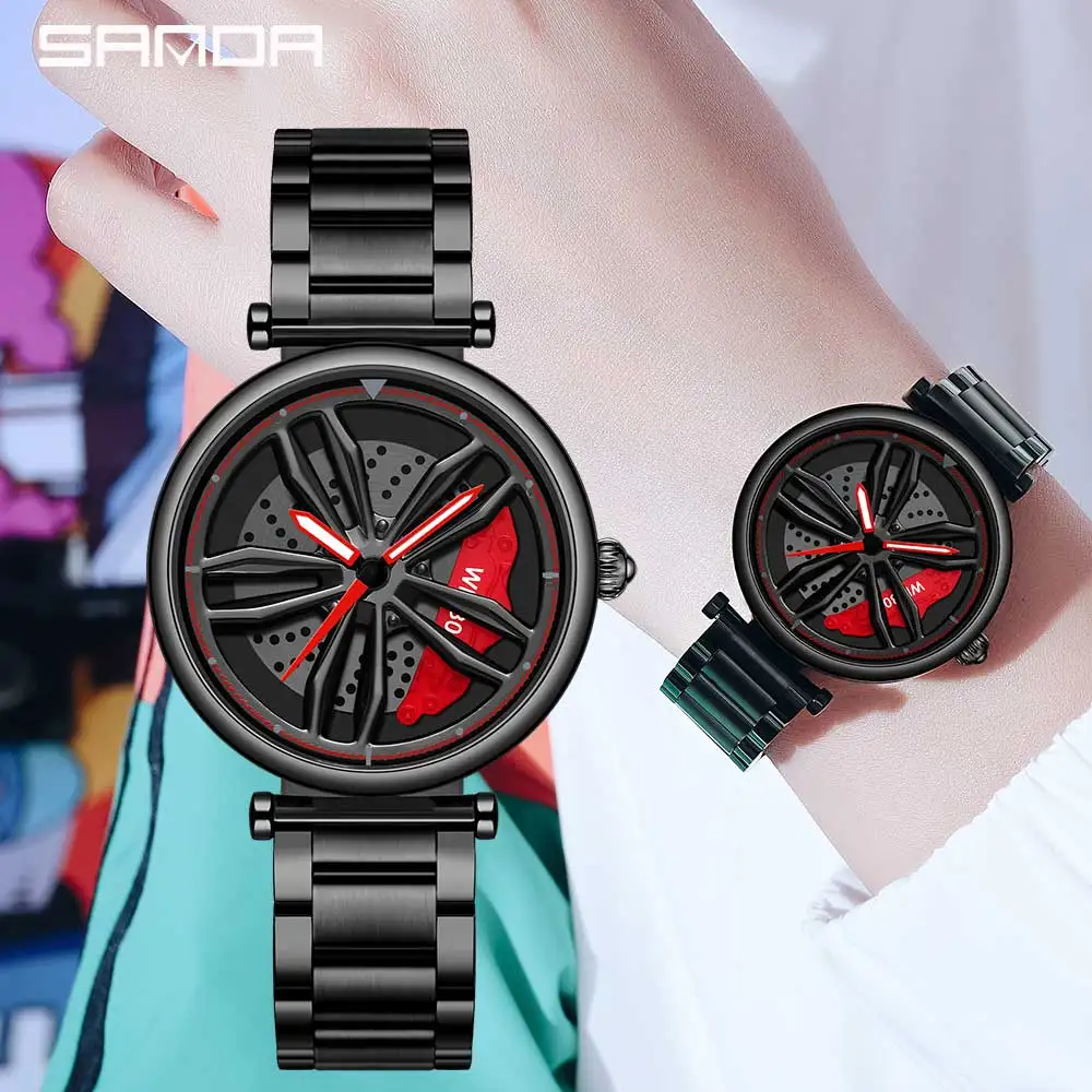SANDA Fashion Women Watches Sports Car Wheel Hub Waterproof Watch 360 Rotating Dial Stainless Lady Rose Gold Quartz Wristwatch
SANDA Fashion Women Watches Sports Car Wheel Hub Waterproof Watch 360 Rotating Dial Stainless Lady Rose Gold Quartz Wristwatch