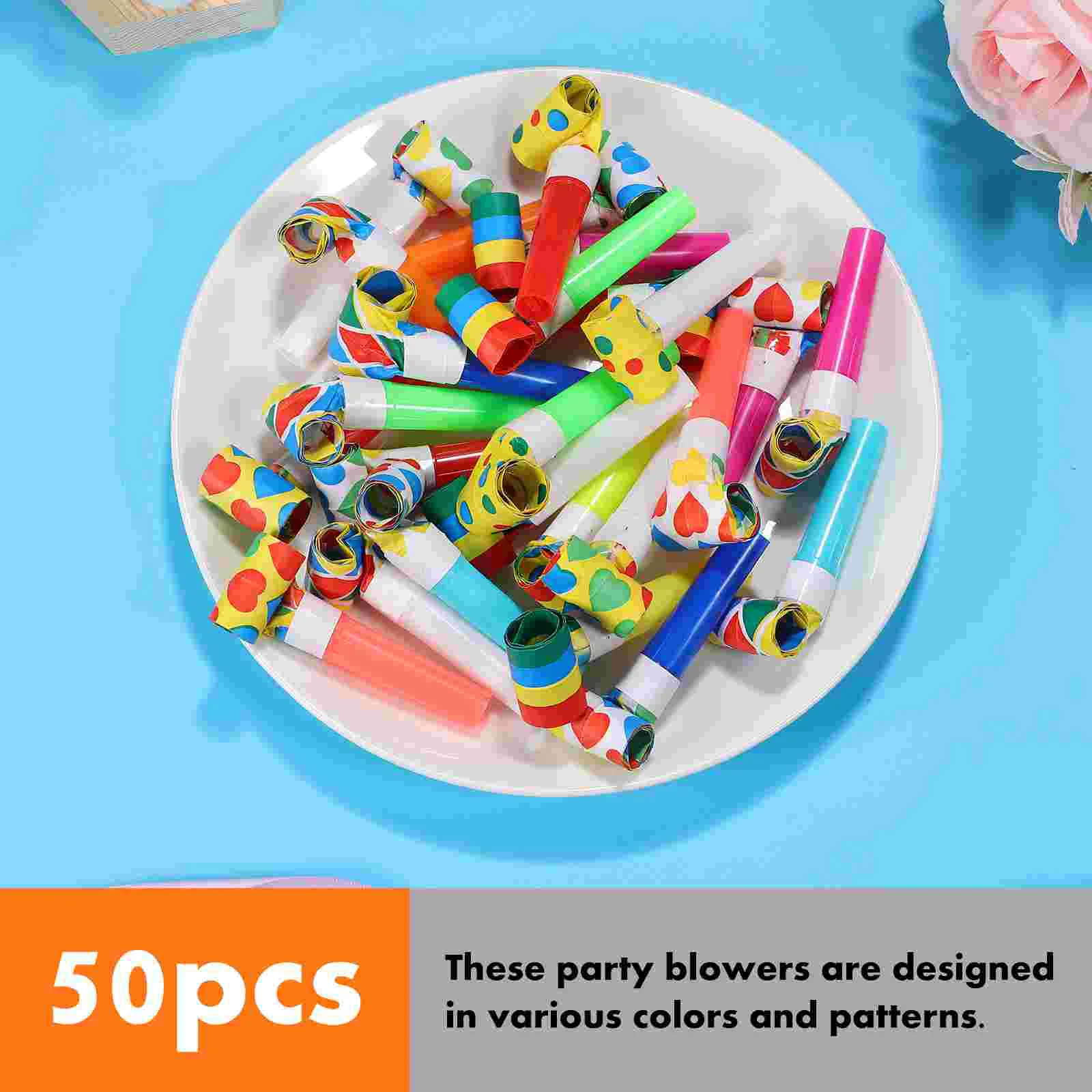 

50 Pcs Paper Blower Party Blowers Kids Toys Supplies Noisemakers Musical Carnival Birthday Blowouts Whistles