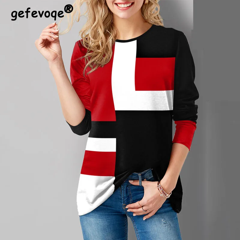 2022 Casual Women Spring Oversized T-shirt Fashion Geometry Printed Patchwork Loose Female Clothing Fall Top O-neck Pullover 5XL
2022 Casual Women Spring Oversized T-shirt Fashion Geometry Printed Patchwork Loose Female Clothing Fall Top O-neck Pullover 5XL