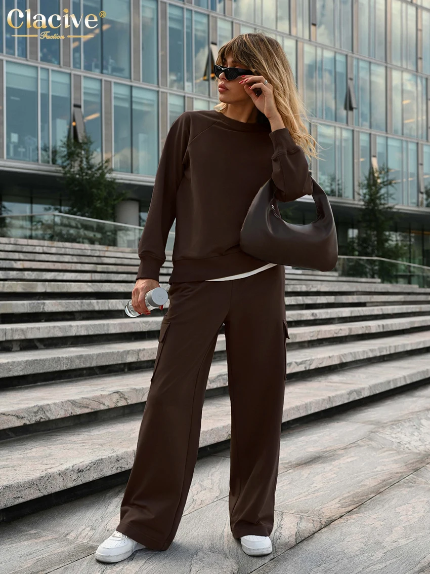 Clacive Winter Loose Brown Two Piece Sets Womens Outifits Fashion Long Sleeve Shirts With High Waist Cargo Sweatpants Set Female
Clacive Winter Loose Brown Two Piece Sets Womens Outifits Fashion Long Sleeve Shirts With High Waist Cargo Sweatpants Set Female