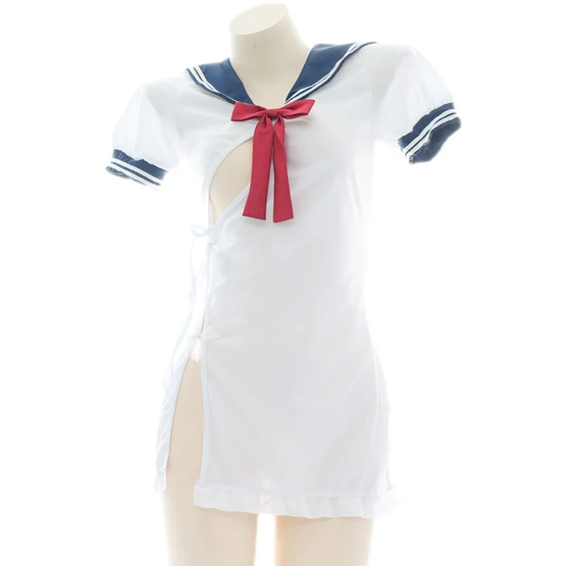 Janpanese Sexy Lovely Women Sailor Cosplay Cheongsam Sweet Girl High Fork Night Skirt Red Bowknot Bandage White Pajamas Homewear
Janpanese Sexy Lovely Women Sailor Cosplay Cheongsam Sweet Girl High Fork Night Skirt Red Bowknot Bandage White Pajamas Homewear