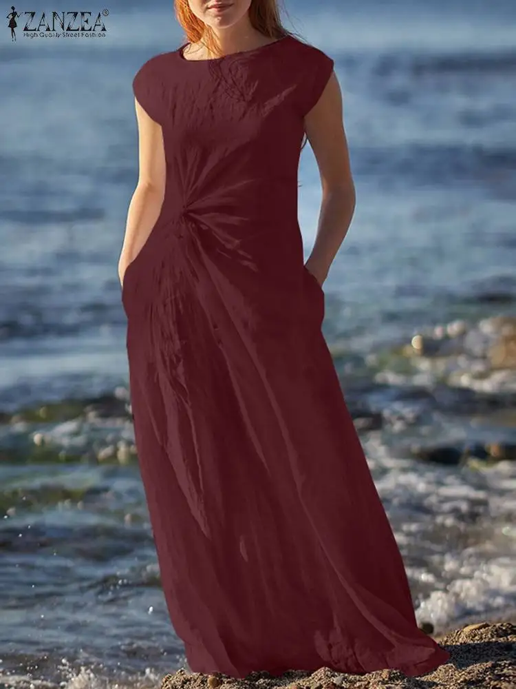 Sleeveless O-Neck Cotton Sarafans Sundress ZANZEA Women Summer Solid Color Dress Femme Pleated Holiday Elegant Beach Maxi Robe
Sleeveless O-Neck Cotton Sarafans Sundress ZANZEA Women Summer Solid Color Dress Femme Pleated Holiday Elegant Beach Maxi Robe
