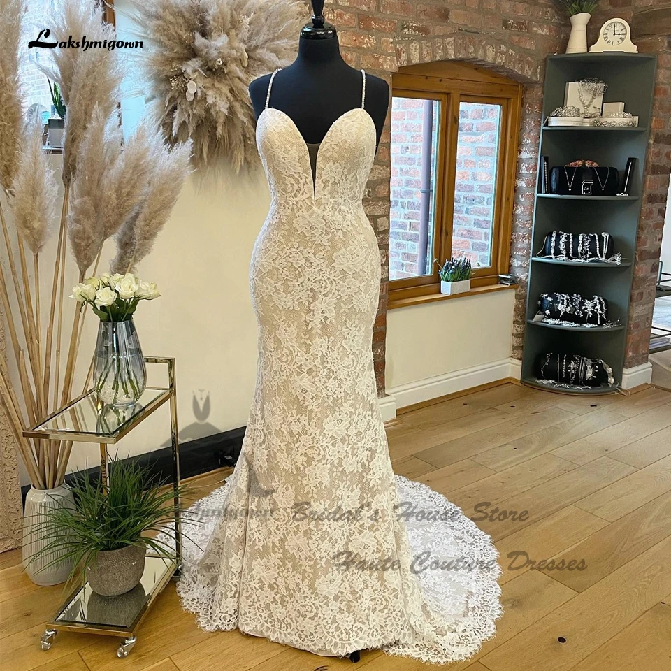 Lakshmigown Sexy Women Champagne Mermaid Wedding Dress Beach Summer Vintage Lace Boho Bridal Gowns Backless 2023 Robe Longue
Lakshmigown Sexy Women Champagne Mermaid Wedding Dress Beach Summer Vintage Lace Boho Bridal Gowns Backless 2023 Robe Longue