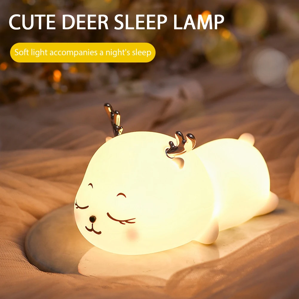 Touch Deer Night Lights Silicone Dimmable USB Rechargeable Lamps for Children Baby Gifts Cartoon Cute Animal Deer Night Lamp
Touch Deer Night Lights Silicone Dimmable USB Rechargeable Lamps for Children Baby Gifts Cartoon Cute Animal Deer Night Lamp