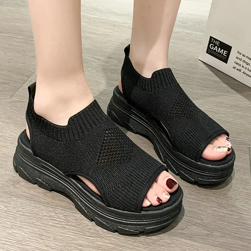 Women's Sandals 2023 Summer Wedge Heel Solid Elastic Cloth Cover Foot Ladies Sandals Thick-soled Fashion Casual Shoes Zapatos Pa
Women's Sandals 2023 Summer Wedge Heel Solid Elastic Cloth Cover Foot Ladies Sandals Thick-soled Fashion Casual Shoes Zapatos Pa