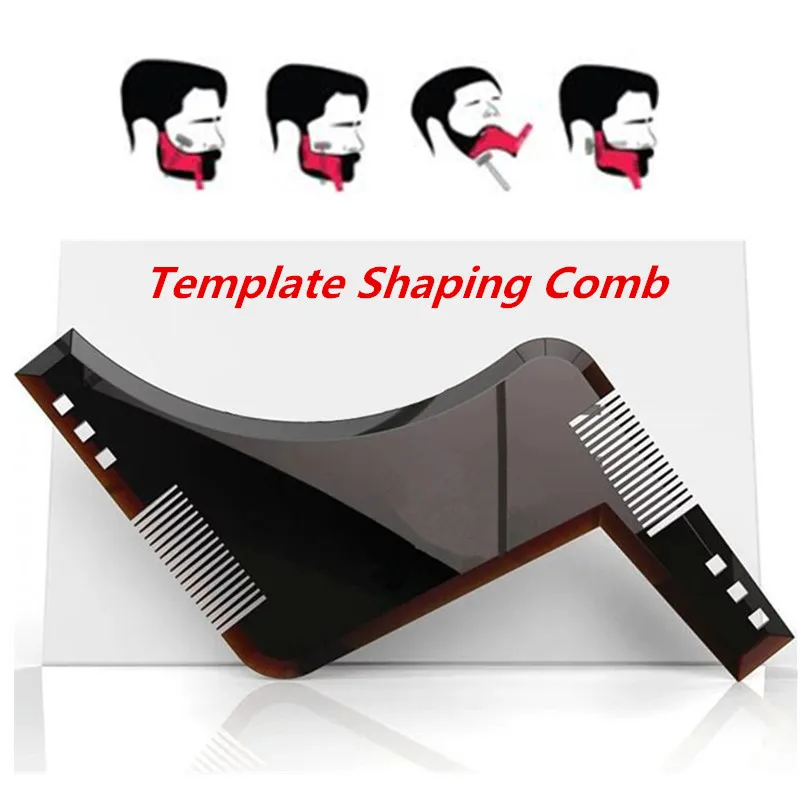 

Men Beard Comb Hairdressing Beard Care Transparent Appearance Moustache Moulding Comb Shaping Styling Template ruler combs