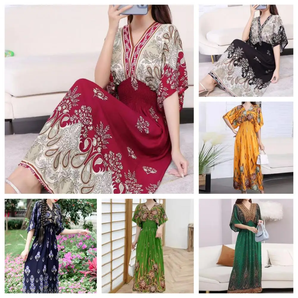 Casual Elegant Retro Style V-neck Tunic Large Swing Printed Dress Long Skirt
Casual Elegant Retro Style V-neck Tunic Large Swing Printed Dress Long Skirt