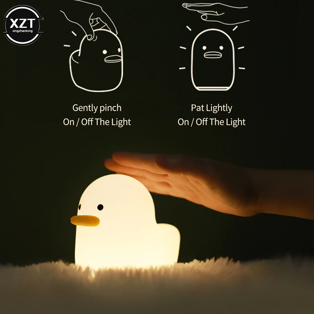 LED Silicone Night Lamp for Kids Cartoon Cute Duck USB Rechargeable Beat Touch Sensor Timing Bedroom Bedside Decor Lamp Kid Gift 
LED Silicone Night Lamp for Kids Cartoon Cute Duck USB Rechargeable Beat Touch Sensor Timing Bedroom Bedside Decor Lamp Kid Gift