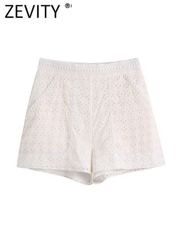 ZEVITY Women Fashion Hollow Out Embroidery Patchwork Shorts Office Lady Zipper Pockets Hot Shorts Chic Pantalone Cortos P1322
ZEVITY Women Fashion Hollow Out Embroidery Patchwork Shorts Office Lady Zipper Pockets Hot Shorts Chic Pantalone Cortos P1322