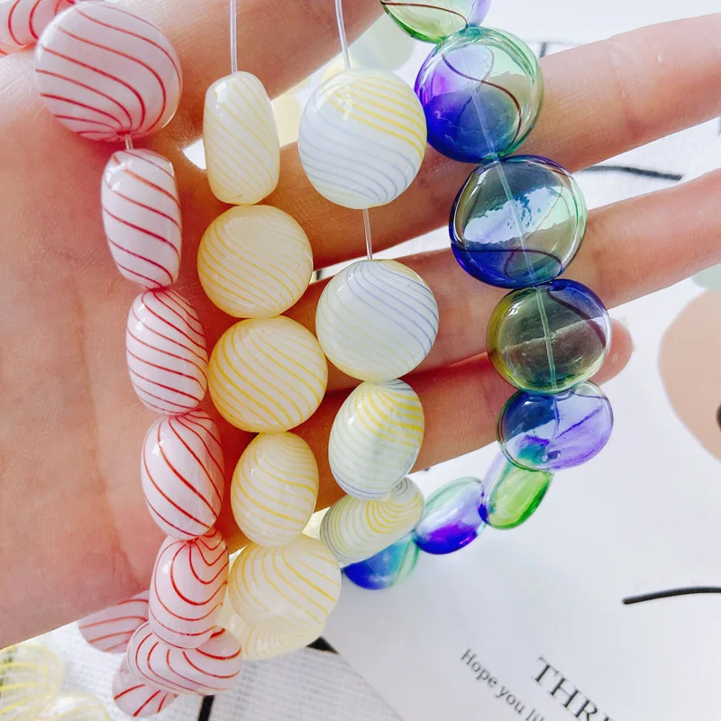 Vintage Colored Glaze Colorful Stripes Loose Beads Oblate Straight Hole Hollow Transparent Pendant Beaded for DIY Jewelry Making
Vintage Colored Glaze Colorful Stripes Loose Beads Oblate Straight Hole Hollow Transparent Pendant Beaded for DIY Jewelry Making