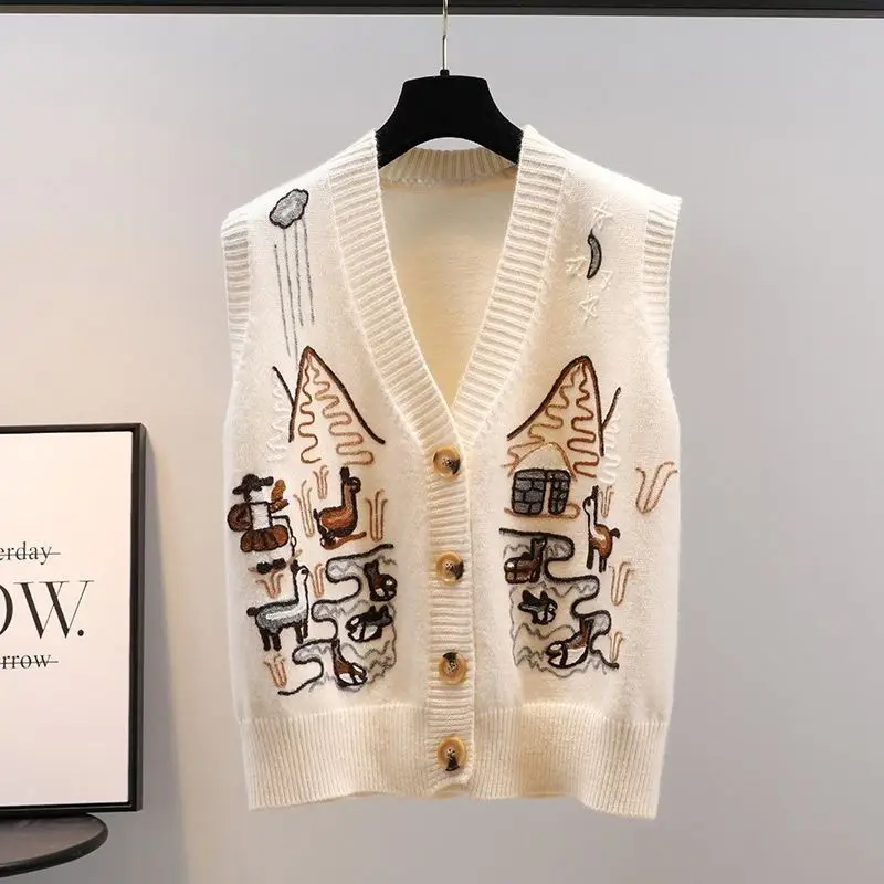 Womens V-neck Knitted Sweater Vest Cardigan Outerwear 2023 Autumn New Loose and Thickened Sweater Female Casual Tops
Womens V-neck Knitted Sweater Vest Cardigan Outerwear 2023 Autumn New Loose and Thickened Sweater Female Casual Tops