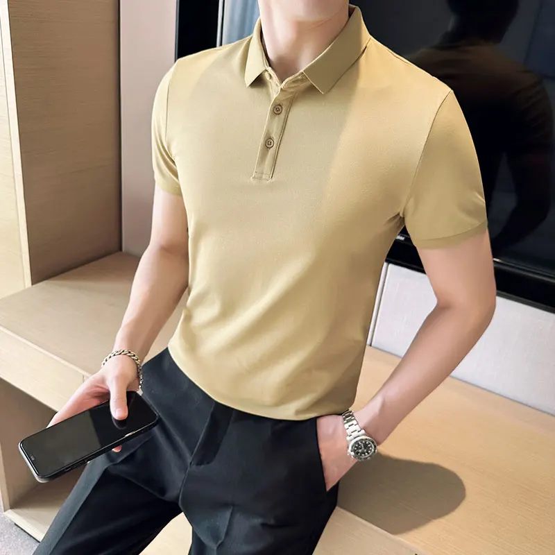 2023 Summer Solid Color Polo Shirt Slim Fit Casual Business Formal Wear Polos Homme Men Simple Short Sleeve Stretch T-shirt
2023 Summer Solid Color Polo Shirt Slim Fit Casual Business Formal Wear Polos Homme Men Simple Short Sleeve Stretch T-shirt