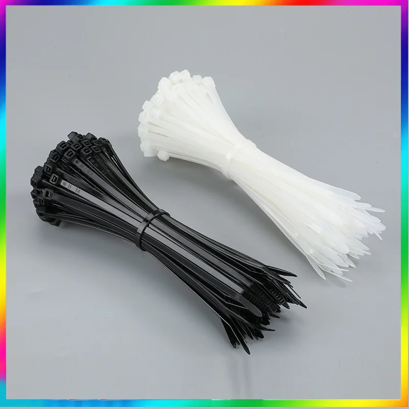 

Self-Locking Plastic Nylon Tie 500PCS/Bag Black White Zip Wraps Strap Nylon Cable Tie Set 5*200 Fastening Ring Loop Wire