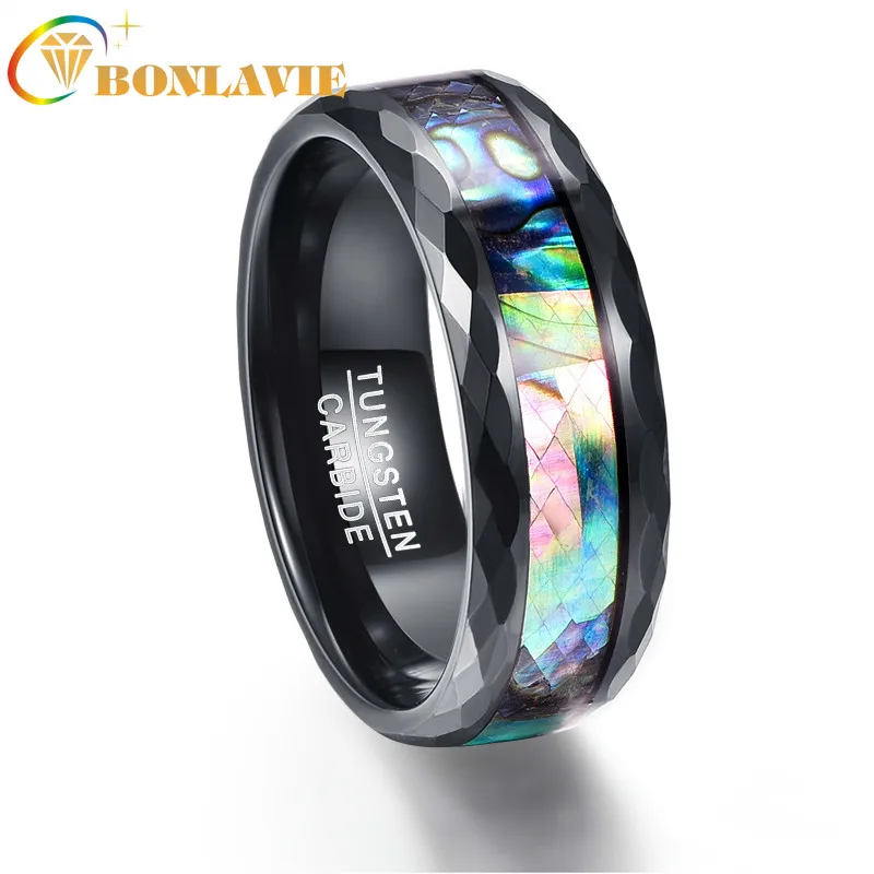 BONLAVIE 8mm Men's Abalone Shell & Polished Black Faceted Tungsten Carbide Rings Wedding Bands Size 5-14
BONLAVIE 8mm Men's Abalone Shell & Polished Black Faceted Tungsten Carbide Rings Wedding Bands Size 5-14