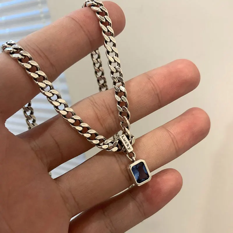 New Silver Square Blue Zirconia Necklace Cuban Type Choker Matching Party Gift Exquisite Women's Jewelry Hot Selling Gift
New Silver Square Blue Zirconia Necklace Cuban Type Choker Matching Party Gift Exquisite Women's Jewelry Hot Selling Gift