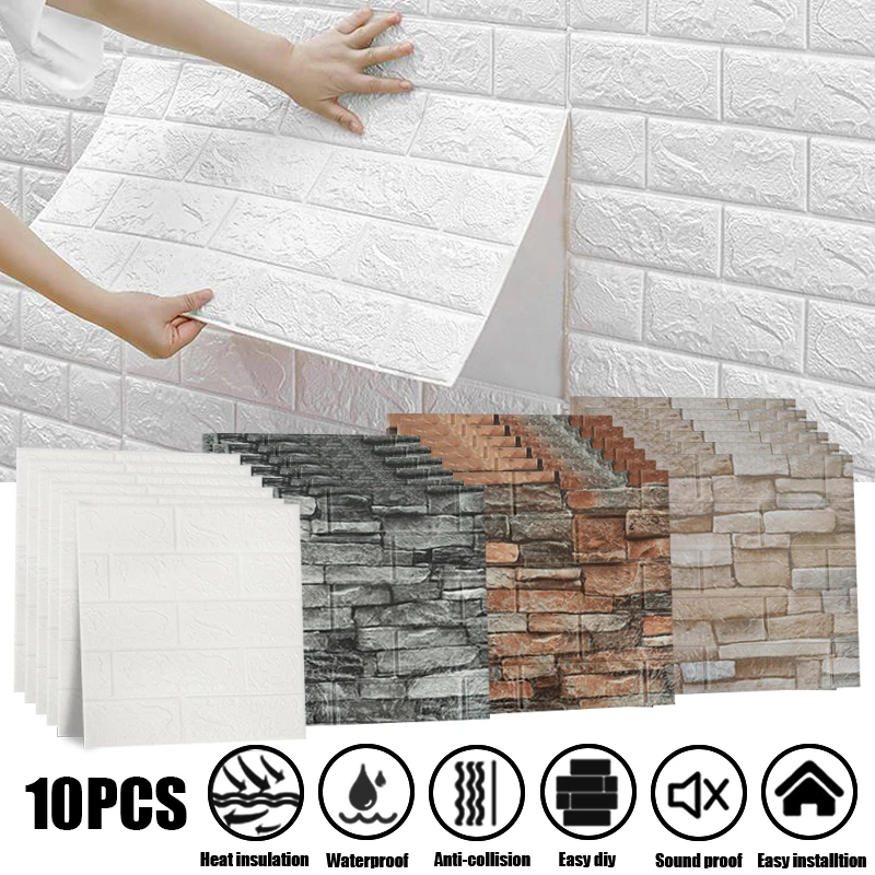 10pcs 3D Wall Decal Wallpaper Living Room Bedroom TV Backdrop Decor XPE Foam Waterproof Wall Sticker Self Adhesive Brick Sticker
10pcs 3D Wall Decal Wallpaper Living Room Bedroom TV Backdrop Decor XPE Foam Waterproof Wall Sticker Self Adhesive Brick Sticker
