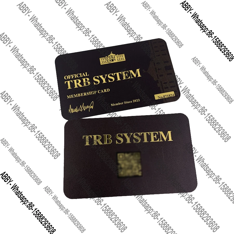 

Dropshipping Official TRB system Membership card Donald Trump Plastic Playing Cards Color Gold black vip QR CODE NAME card