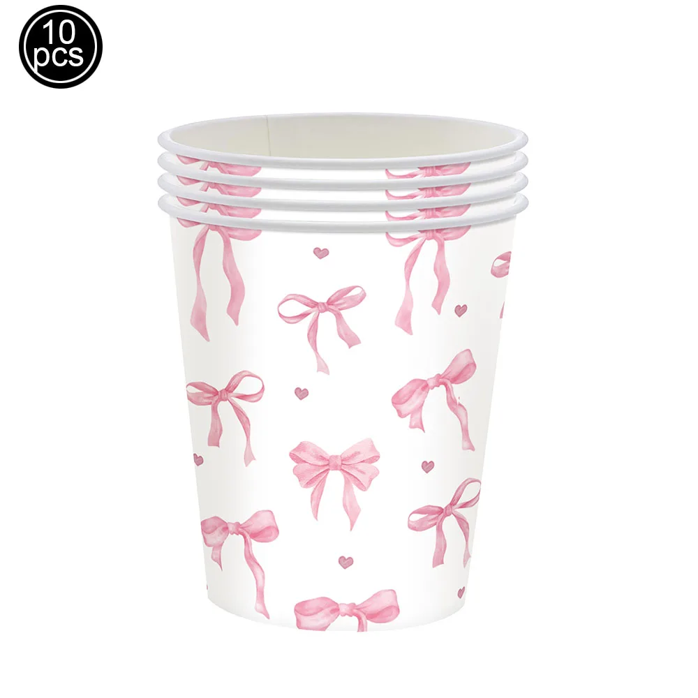 Одноразовые наборы посуды PartiesTour Розовый бант 
Одноразовые наборы посуды PartiesTour Розовый бант